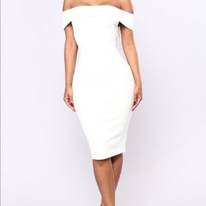 Never worn white bodycon off the shoulder dress